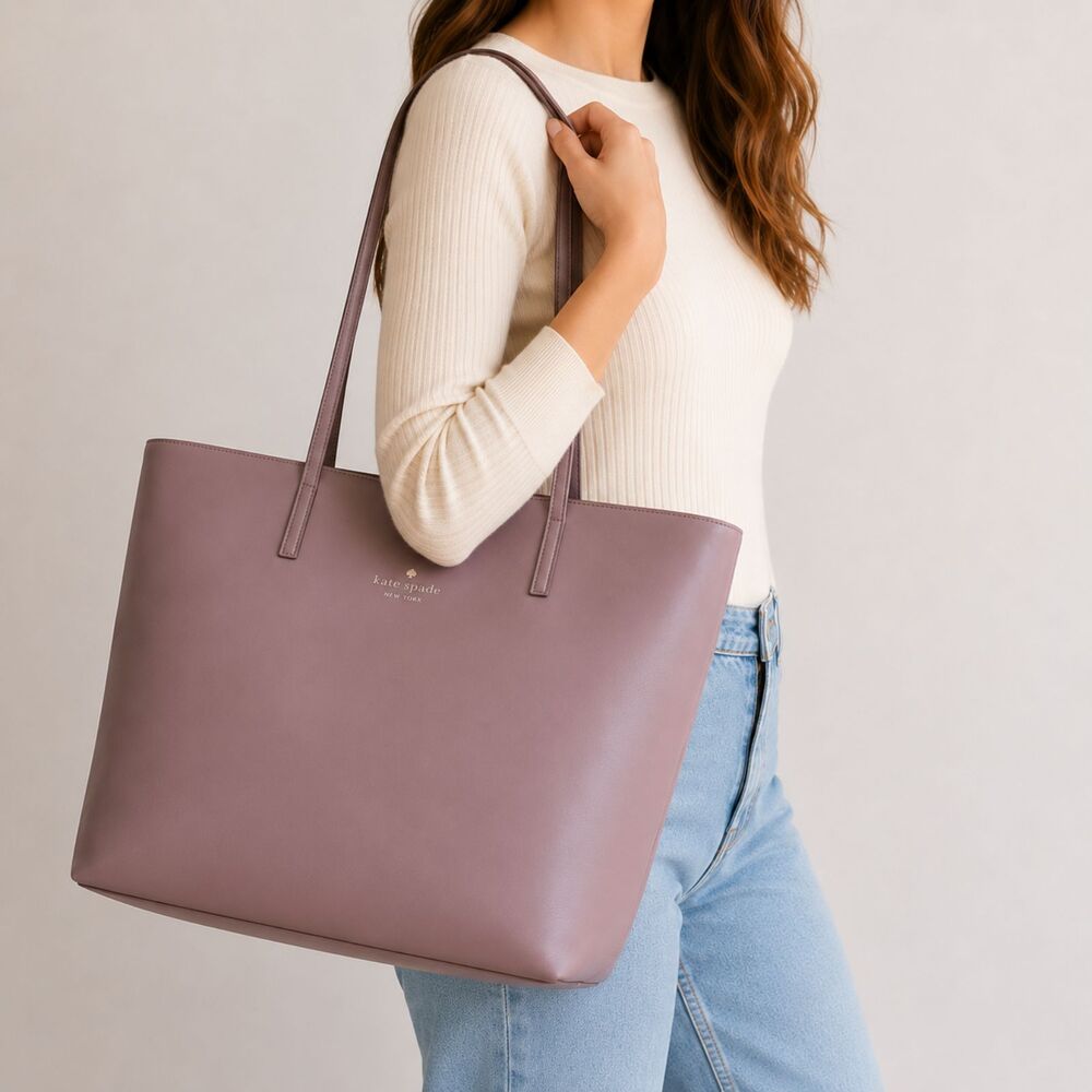Kate Spade New York Karla Cityscape Pink Leather Tote Bag